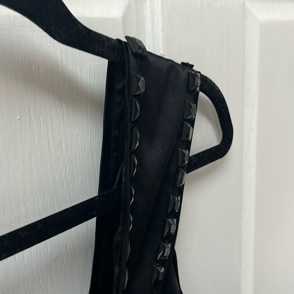 Bebe black silk sleeveless dress with beading small - Picture 7 of 16